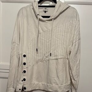 Cabi Cream Hoodie with Button Accents- worn twice